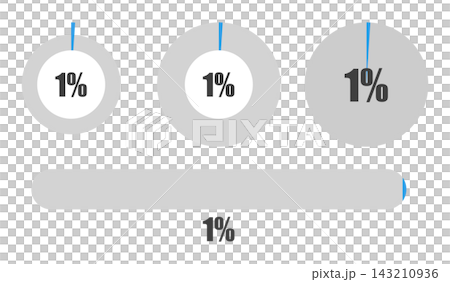 1% pie chart and progress bar set, percentage display icon material 1% pie chart and progress bar set, percentage display icon material 143210936
