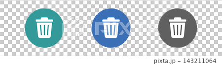 Trash can icon set, round pictograms usable for web design and app UI. Trash can icon set, round pictograms usable for web design and app UI. 143211064