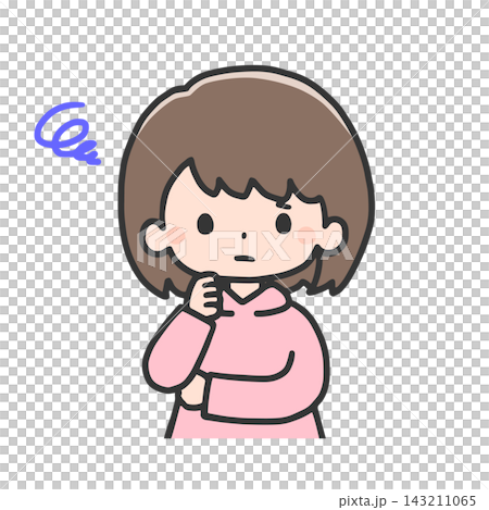 一個表情憂慮的女孩（上身） 143211065