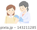 白衣を着た女性の医師に注射を打たれる女性 143211285