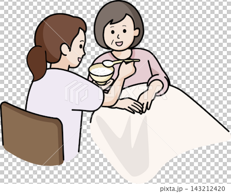 A woman assisting another woman with her meal. 143212420