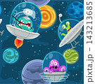 Seamless background with cartoon aliens in space 143213685