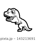 Cartoon tyrannosaurus outline for coloring on a white background 143213691