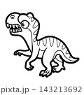 Cute cartoon tyrannosaurus outline for coloring on a white background 143213692