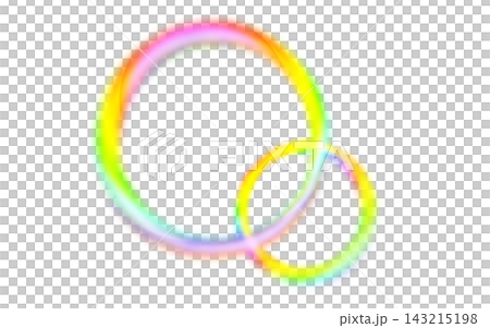 Two colorful, glowing circular illustrations of different sizes are placed against a white background. Two colorful, glowing circular illustrations of different sizes are placed against a white background. 143215198