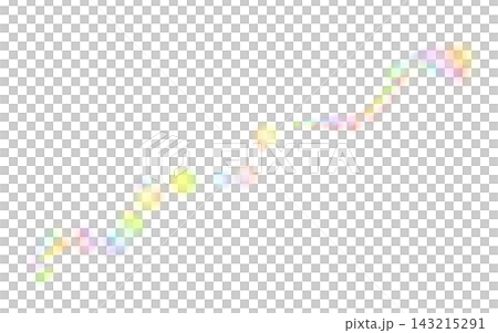 カラフルな光の玉が対角線状に連なる光彩のエフェクト素材 143215291