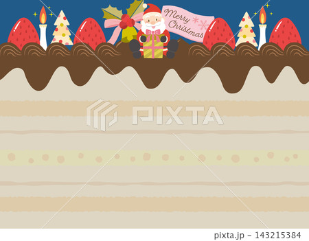 サンタクロースとクリスマスケーキの断面のフレーム サンタクロースとクリスマスケーキの断面のフレーム 143215384