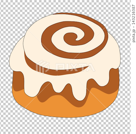 Cinnamon roll pastry baked bun white glaze element sticker print visual graphic clipart artwork design icon illustration Cinnamon roll pastry baked bun white glaze element sticker print visual graphic clipart artwork design icon illustration 143216387