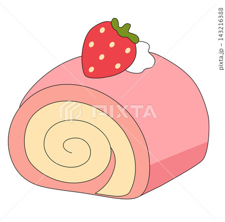 Pink strawberry swiss roll cake sweet dessert pastry element sticker print visual graphic clipart artwork design icon illustration Pink strawberry swiss roll cake sweet dessert pastry element sticker print visual graphic clipart artwork design icon illustration 143216388