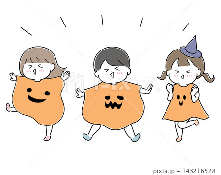 おばけの仮装をする子どもたちセット(オレンジ) おばけの仮装をする子どもたちセット(オレンジ) 143216528