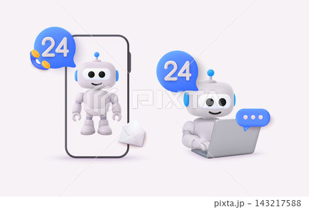 AI Customer Support Robots Providing 24/7 Online Assistance AI Customer Support Robots Providing 24/7 Online Assistance 143217588
