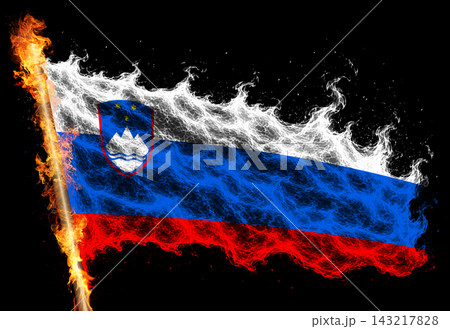 3D Flag on flames 3D Flag on flames 143217828