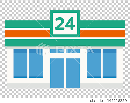 An illustration of the exterior of a simple convenience store with 24 signs. An illustration of the exterior of a simple convenience store with 24 signs. 143218229