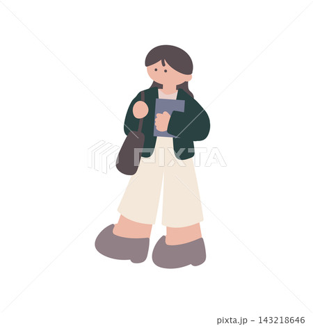 ビジネス歩く女性人物手描きベクターイラスト ビジネス歩く女性人物手描きベクターイラスト 143218646