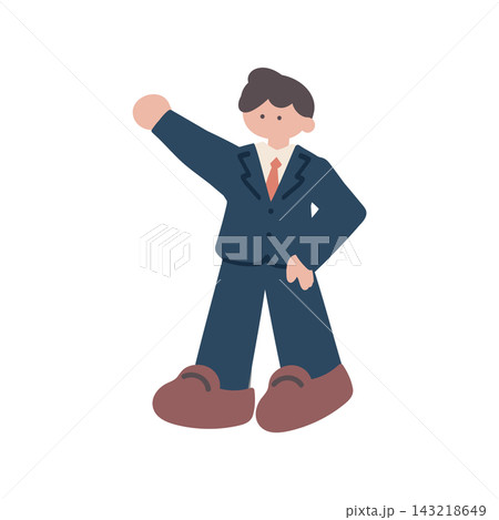ビジネスやる気のある男性人物手描きベクターイラスト ビジネスやる気のある男性人物手描きベクターイラスト 143218649