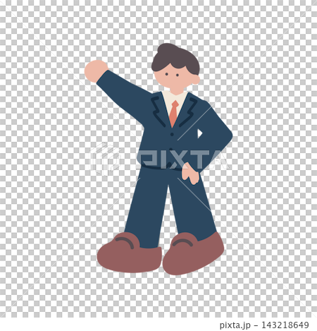 ビジネスやる気のある男性人物手描きベクターイラスト ビジネスやる気のある男性人物手描きベクターイラスト 143218649