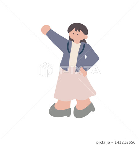 ビジネスやる気のある女性人物手描きベクターイラスト ビジネスやる気のある女性人物手描きベクターイラスト 143218650