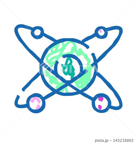 Atom model showing scientific structure and orbiting electrons 143218802