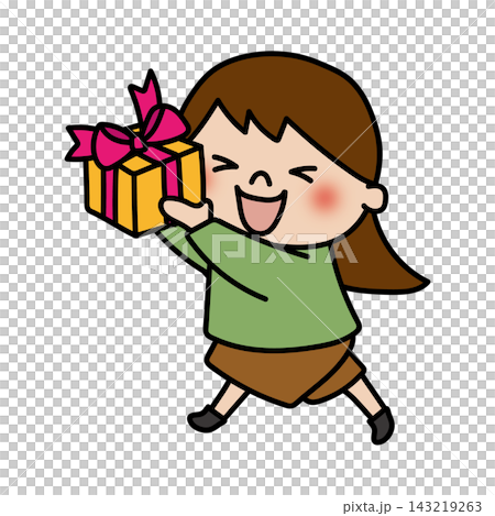 プレゼントをもらった元気で明るい子供(女の子) プレゼントをもらった元気で明るい子供(女の子) 143219263