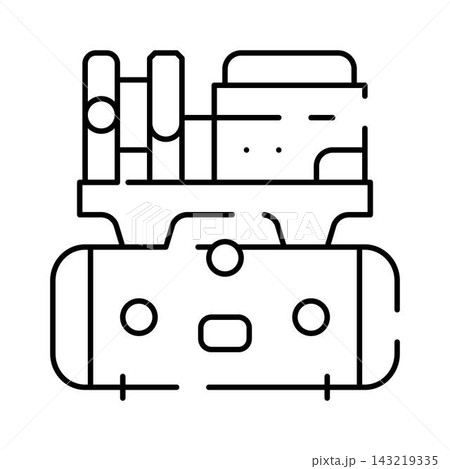 Air compressor line art icon for industrial equipment Air compressor line art icon for industrial equipment 143219335