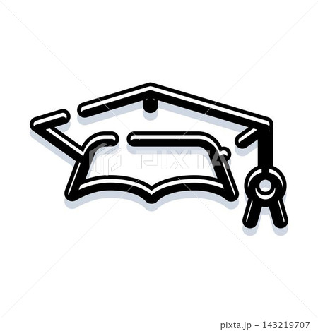 Graduation cap with book and medal icon symbolizing education 143219707