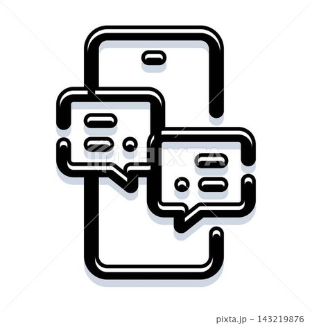 Mobile phone communicating via messaging application bubbles 143219876