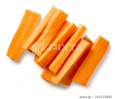 heap of carrot sticks fresh and raw isolated on white background heap of carrot sticks fresh and raw isolated on white background 143219892