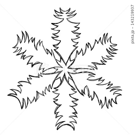 手描きの雪の結晶(羽のような枝)線画 手描きの雪の結晶(羽のような枝)線画 143219937