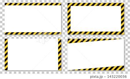 A set of yellow and black striped frames. Editable vector graphics. A set of yellow and black striped frames. Editable vector graphics. 143220036
