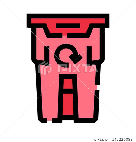 Red recycling bin with arrows sign for waste sorting 143220088