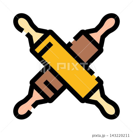 Crossed rolling pins for baking and kitchen work 143220211