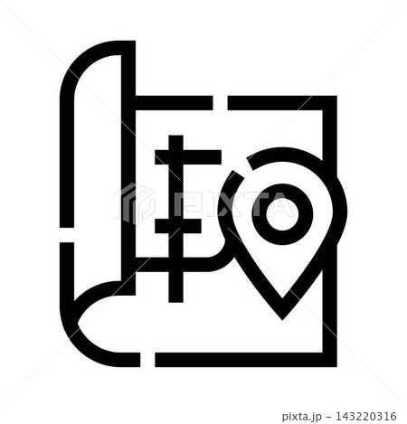 Map and location pin navigating travel route 143220316