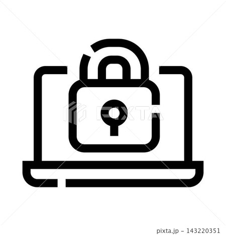 Laptop with padlock representing cybersecurity and data protection 143220351