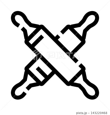 Crossed rolling pins representing baking and pastry arts 143220468