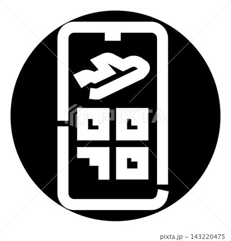 Mobile phone displaying flight ticket qr code Mobile phone displaying flight ticket qr code 143220475