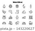 シンプルでかわいい冬のイラストアイコンセット、モノクロ 143220627