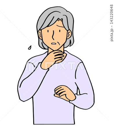 困っているシニア女性のイラスト 143220648