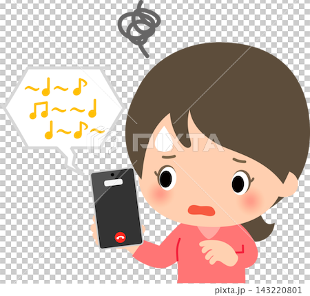 A woman is confused by the long hold on her phone call. A woman is confused by the long hold on her phone call. 143220801