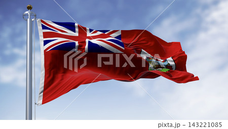 Bermuda national flag with Red Ensign and coat of arms. 3D render Bermuda national flag with Red Ensign and coat of arms. 3D render 143221085