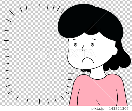 A disgruntled woman in a long-sleeved shirt (pink) 143221305