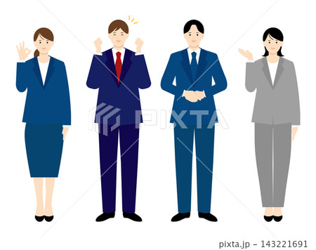 ビジネスパーソンの全身イラストセット 143221691