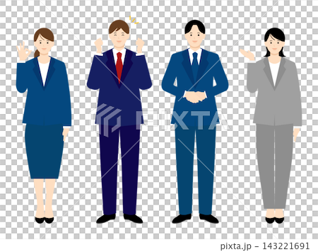 ビジネスパーソンの全身イラストセット 143221691