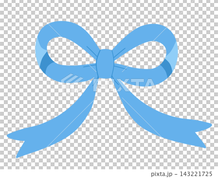 Pastel blue ribbon bow cute knot decor element sticker print visual graphic clipart artwork design icon illustration 143221725