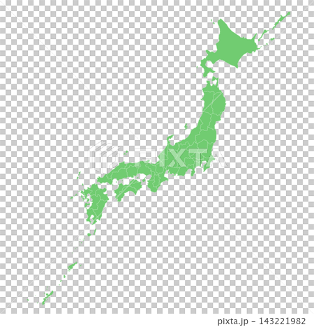 A detachable green silhouette illustration of the whole map of Japan General view A detachable green silhouette illustration of the whole map of Japan General view 143221982