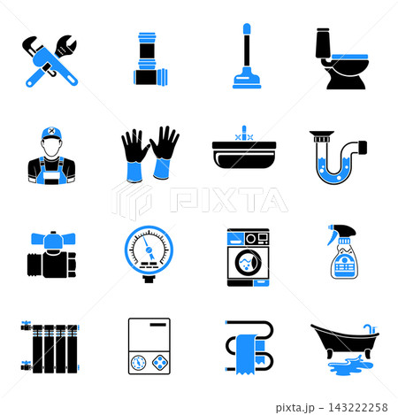 Plumbing Service Icons Sticker Set 143222258