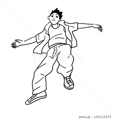 ダンスをする男性 線画 ダンスをする男性 線画 143222475