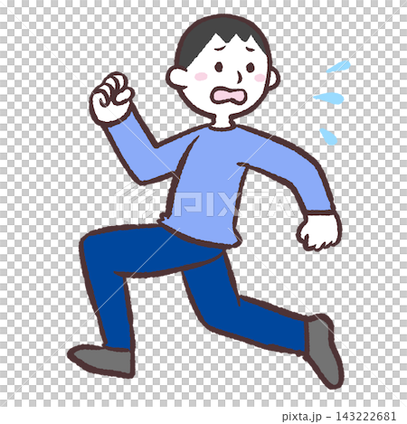 An illustration of a man running away from something. An illustration of a man running away from something. 143222681