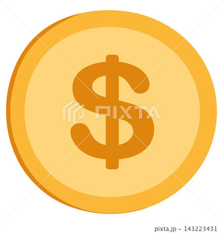 Golden coin with dollar sign finance currency wealth element sticker print visual graphic clipart artwork design icon illustration Golden coin with dollar sign finance currency wealth element sticker print visual graphic clipart artwork design icon illustration 143223431