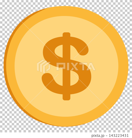 Golden coin with dollar sign finance currency wealth element sticker print visual graphic clipart artwork design icon illustration Golden coin with dollar sign finance currency wealth element sticker print visual graphic clipart artwork design icon illustration 143223431