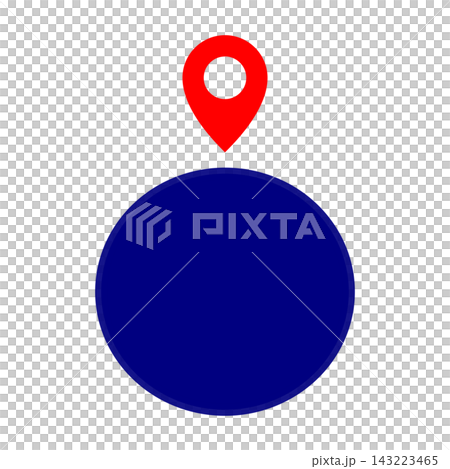 A simple illustration featuring a navy blue circle with a red position marker. A simple illustration featuring a navy blue circle with a red position marker. 143223465